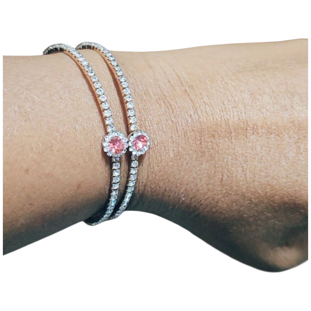 Elegant Pink and Silver Women's Bracelet